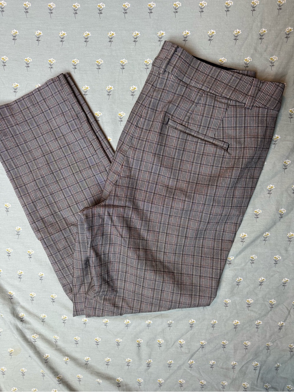 Lane Bryant Plaid Straight-Leg Pants in Brown and Gray